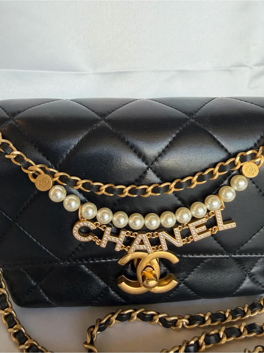 CHANEL 24A Black Lambskin Mini Flap Chanel CC Turnlock Full Set Microchipped - Picture 3 of 16